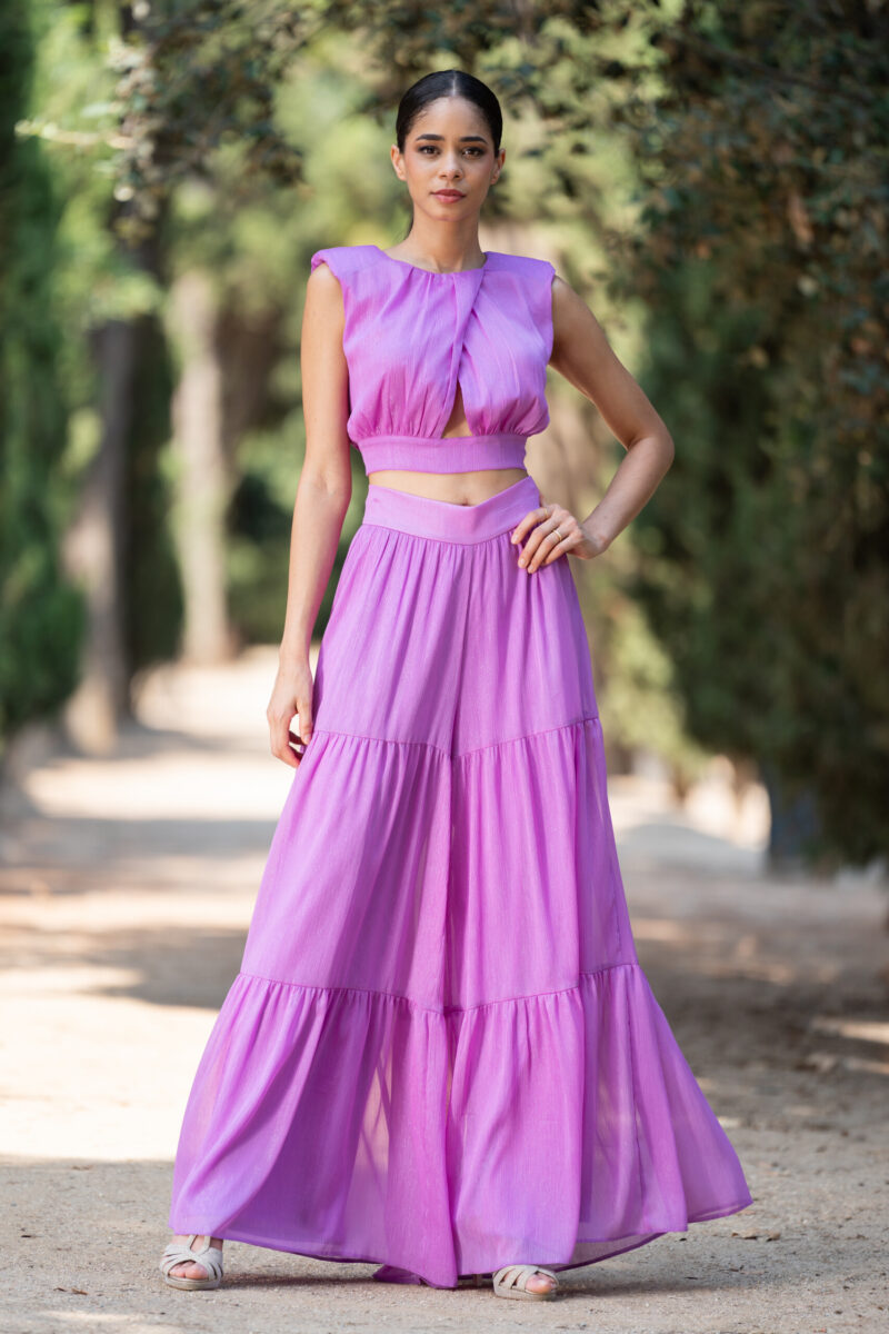 CONJ.TOP Y FALDA PANTALON GASA LISO