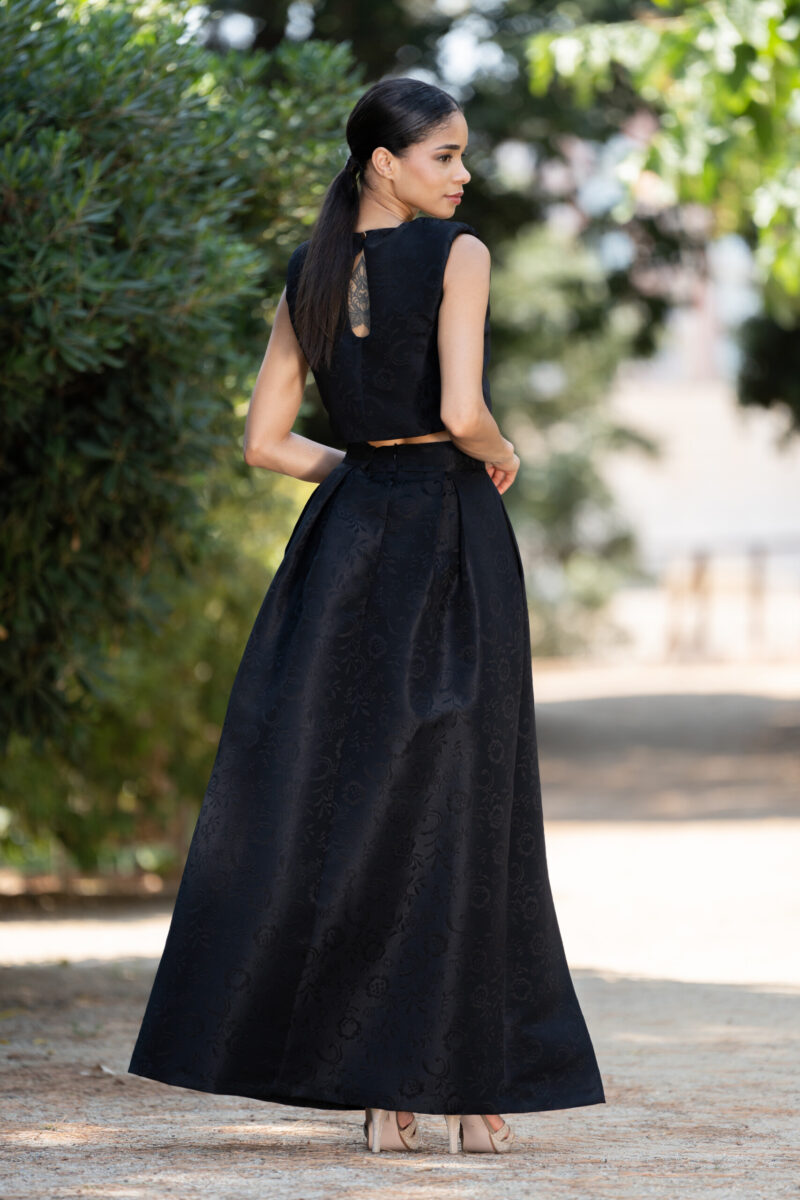 CONJ.TOP Y FALDA DE JAQUARD LISO