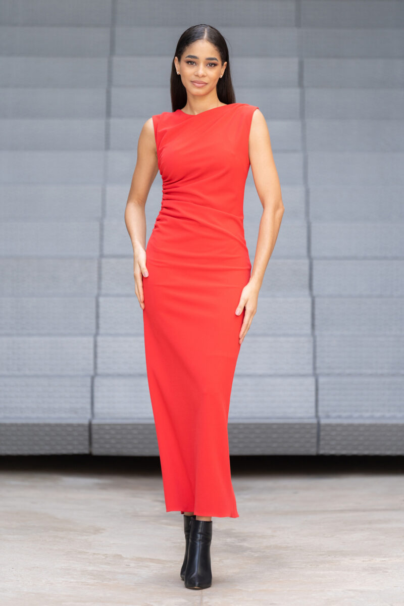 VESTIDO DRAPEADO LISO