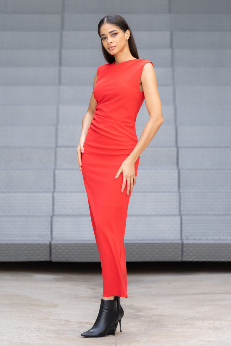 VESTIDO DRAPEADO LISO