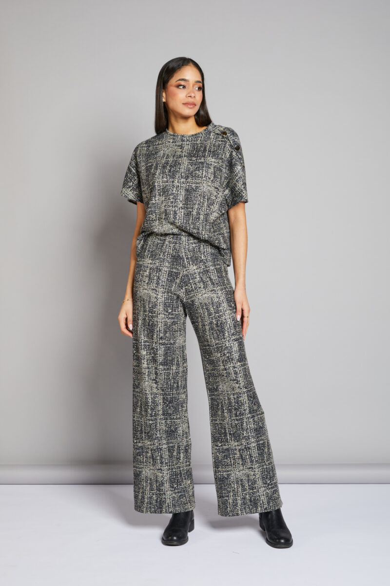 CONJUNTO LUREX ESTAMPADO BOTONES